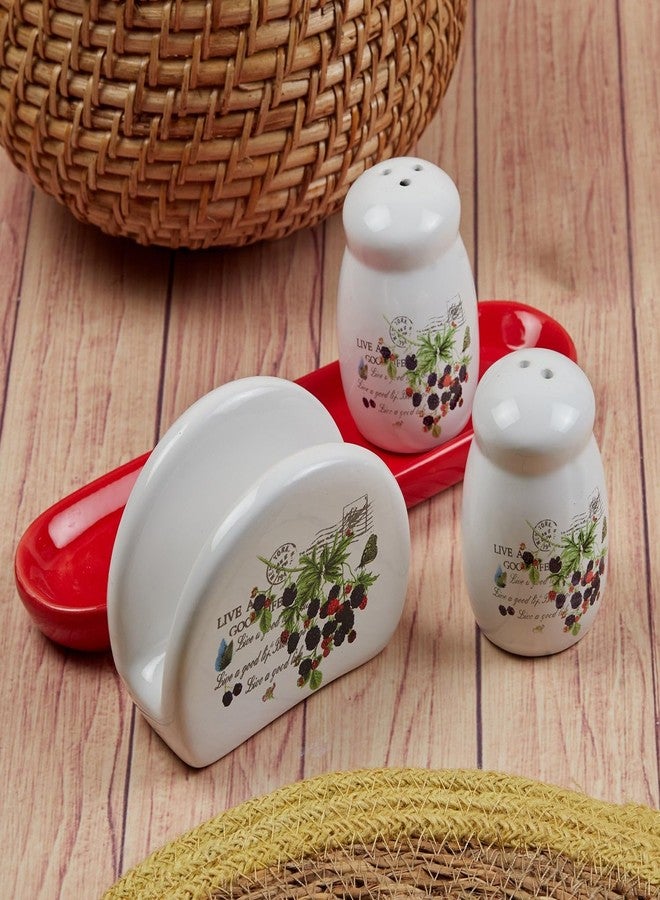 Kookee Ceramic Salt and Pepper Shakers Set with Tray - Elegant Namak Dani, Spice Sprinkler & Dispenser for Dining Table, Kitchen & Restaurant Use (11154) - Image 4